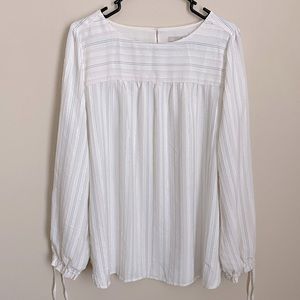 Loft White and Black Loose Blouse (Size Large)